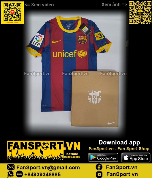 Box áo Messi 10 Barcelona 2010 2011 home shirt jersey authentic 406809