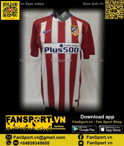 Áo đấu Atletico Madrid 2015 2016 home shirt jersey 686337 Nike L new