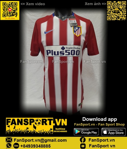 Áo Atletico Madrid 2015 2016 home shirt jersey 686335 player authentic