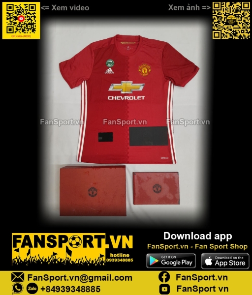 Box áo Manchester United 2016-2017 home shirt jersey Adidas AI6720 L