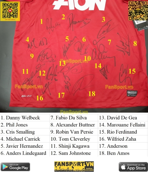 Áo chữ ký Manchester United 2013-2014 home shirt jersey Nike 532837