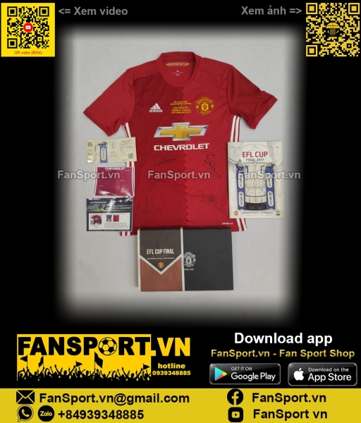 Box áo chữ ký Manchester United 2016-2017 shirt jersey AI6720 signed
