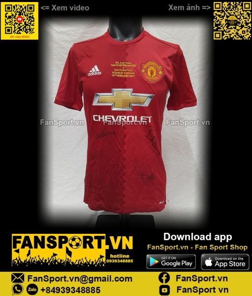 Box áo chữ ký Manchester United 2016-2017 shirt jersey AI6720 signed