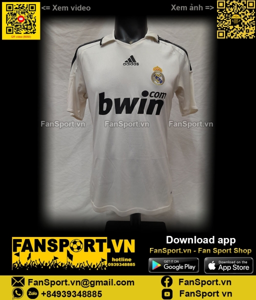 Áo đấu bóng đá Real Madrid 2008-2009 home shirt white 315118 Adidas S
