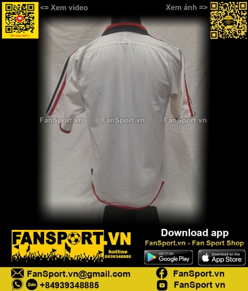 Áo đấu AC Milan 2003-2004 away shirt jersey white 021759 Adidas