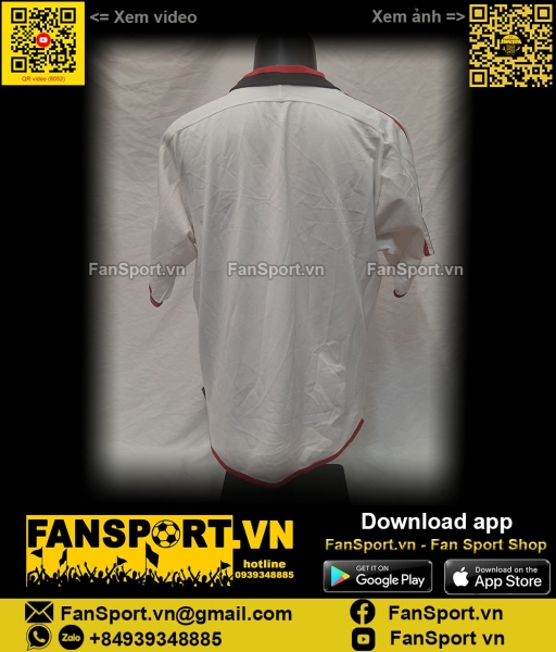 Áo đấu AC Milan 2003-2004 away shirt jersey white 021759 Adidas XL