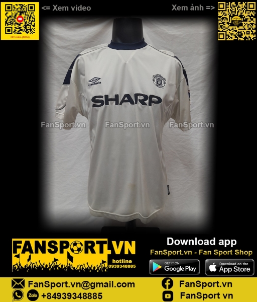Áo đấu Manchester United 1999-2000 third shirt jersey white Umbro
