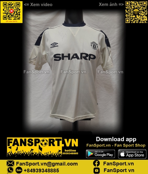 Áo đấu Manchester United 1999-2000 third shirt jersey white Umbro Y