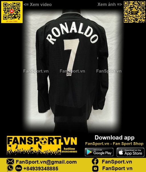 Áo đấu Ronaldo Manchester United 2003 2004 2005 away shirt jersey long