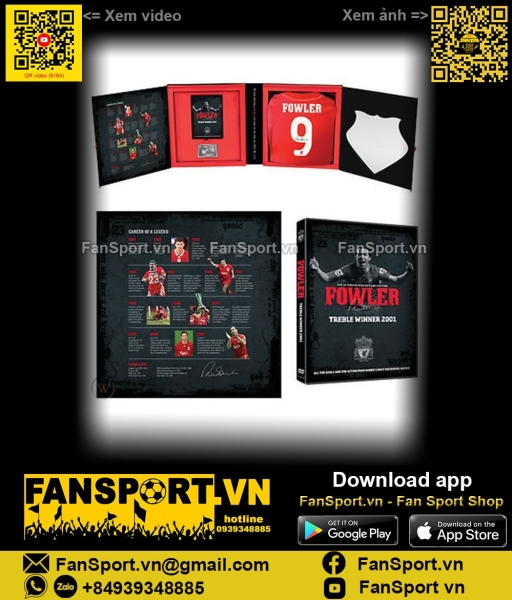 Box áo chữ ký Fowler 9 Liverpool 2000 2001 2002 home shirt jersey sign