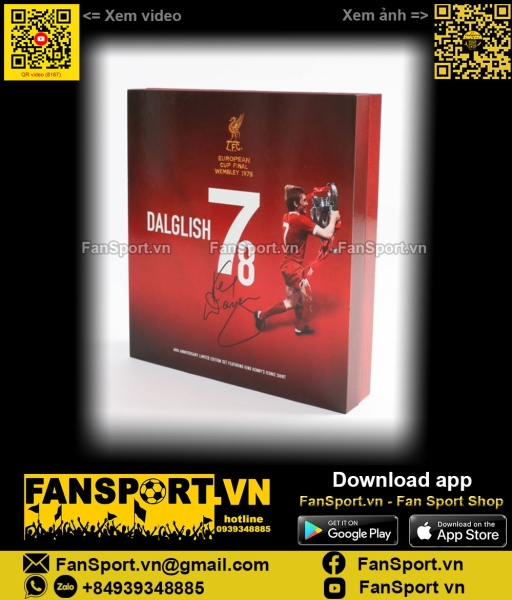 Box áo chữ ký Dalglish 7 signed Liverpool Champion League 1978 shirt