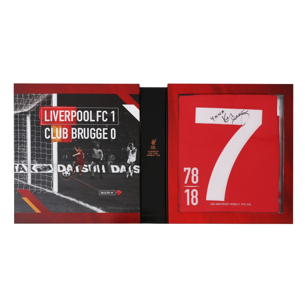 Box áo chữ ký Dalglish 7 signed Liverpool Champion League 1978 shirt