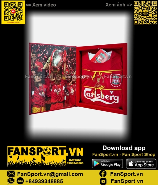 Box áo Liverpool Champion League Winner 2005 home shirt 04625 limited