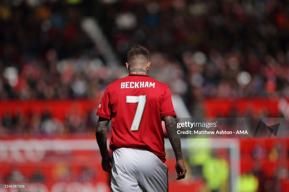 Nameset Beckham 7 Manchester United 2019 2020 home white official