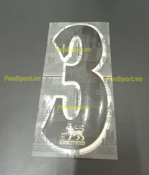 Số 3 Premier League 1997-2007 Official black đen nameset Sporting ID