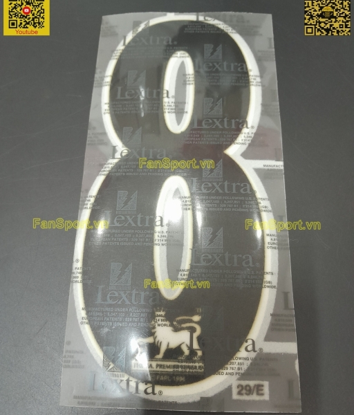 Số 8 Premier League 1997-2007 Official black đen nameset Sporting ID