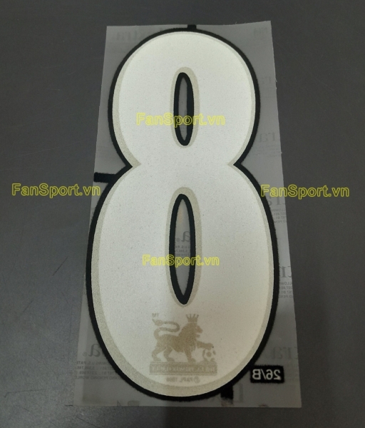 Số 8 Premier League 1997-2007 Official white trắng nameset