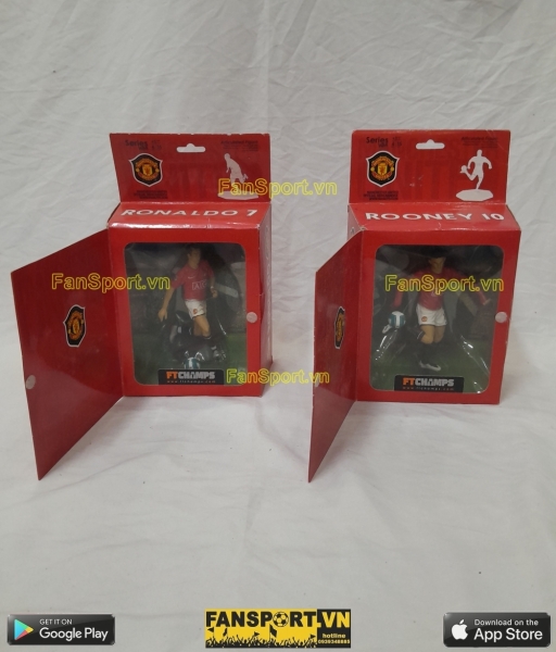 Tượng Ronaldo Rooney Manchester United 2007 2008 2009 figure FT Champs