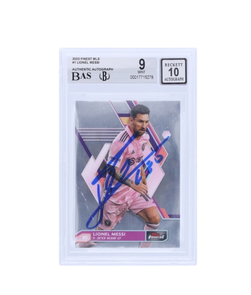 Messi Inter Miami Autographed 2023 Topps Finest MLS #1 BAS 9/10 card