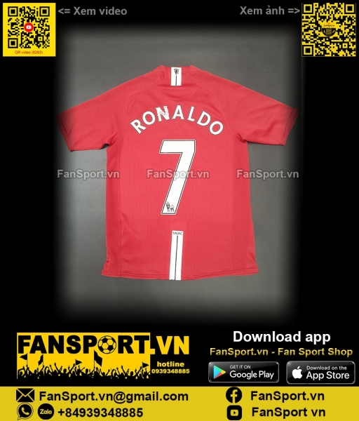 Áo Ronaldo Manchester United 2007 2008 2009 home shirt  jersey 237945
