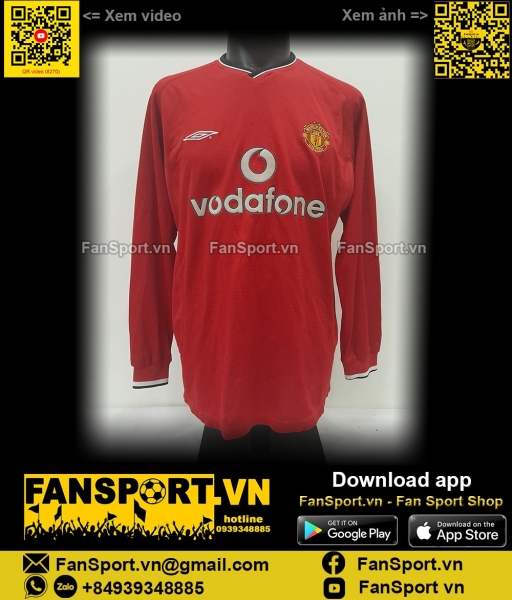 Áo đấu Manchester United 2000 2001 2002 home shirt jersey long slevess